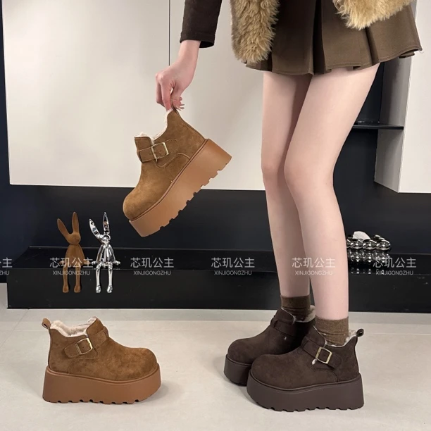 小个子7cm增高厚底雪地靴女2025冬季加绒加厚韩版百搭休闲时尚鞋