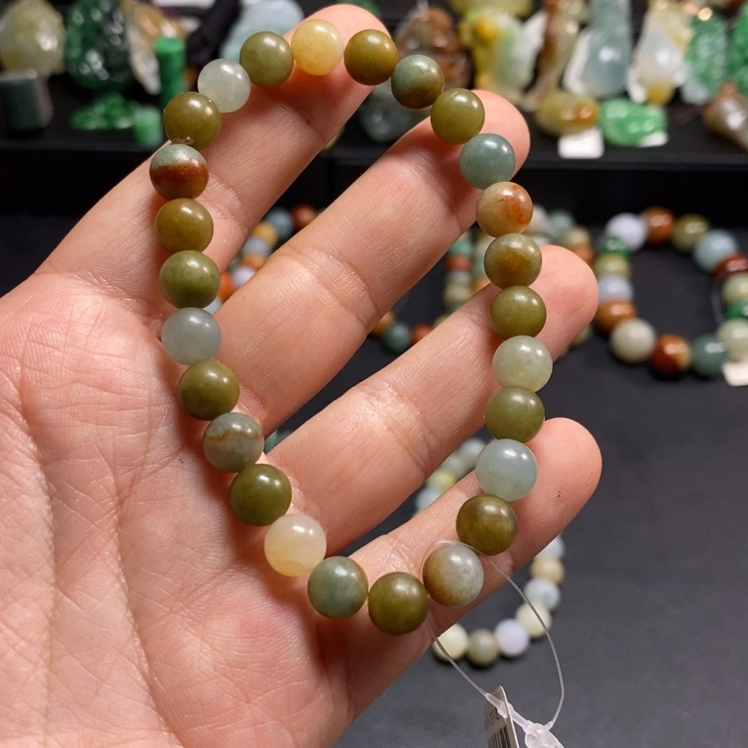 翡翠未镶嵌手串卡7*