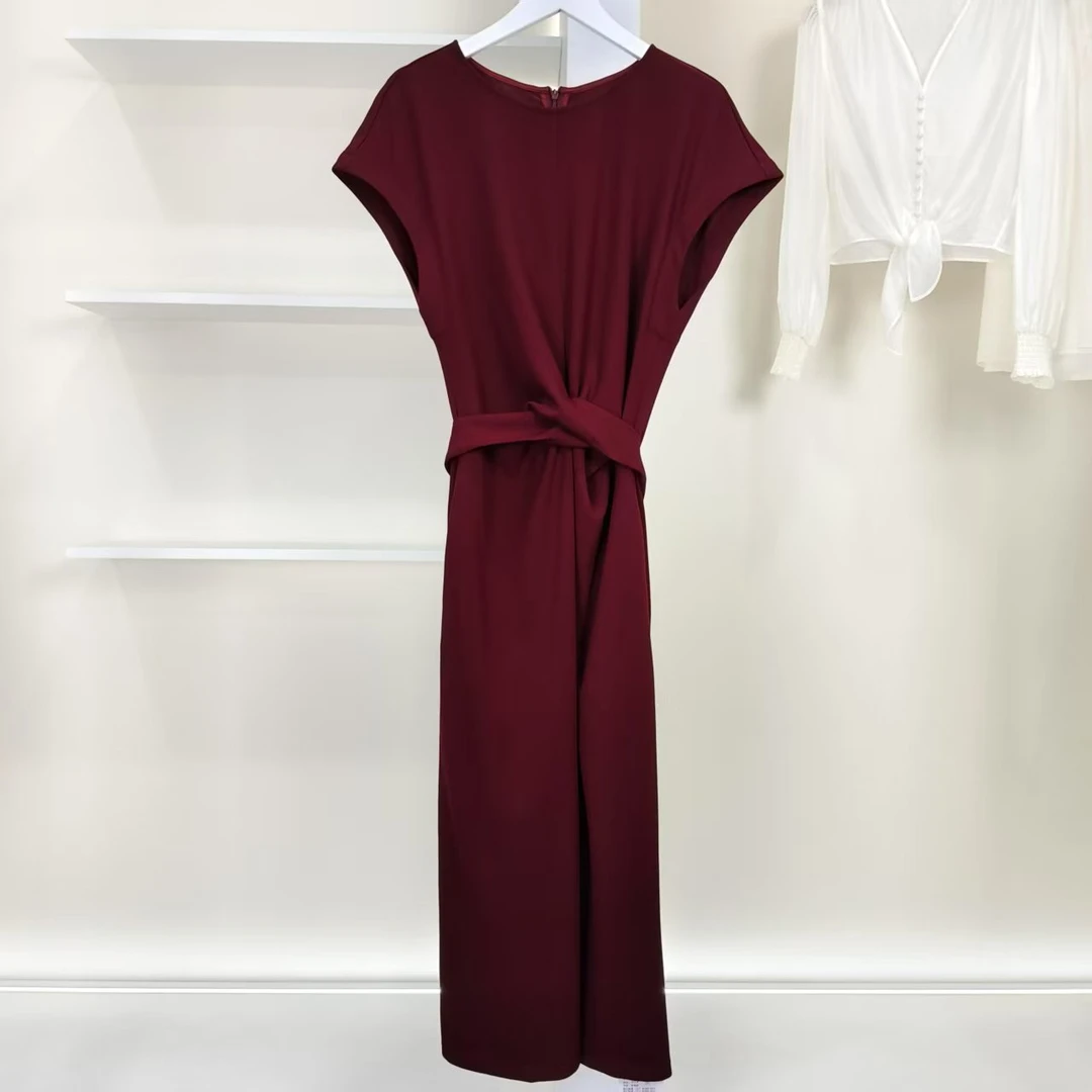 一路童行 3051351 港风复古绑带修身连衣裙夏季女装品牌折折撤柜