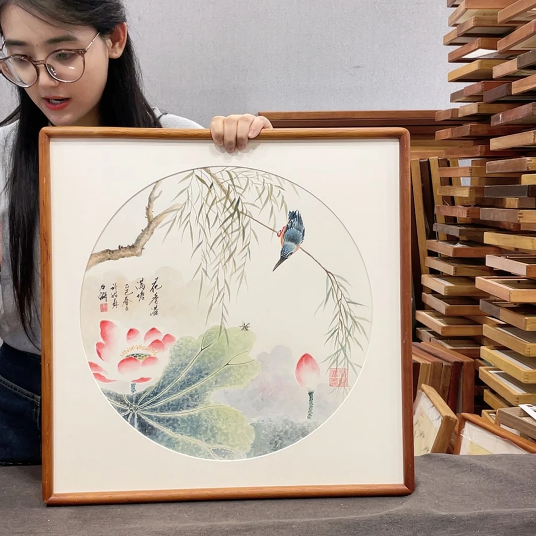 国画手绘带框尺寸：53*53