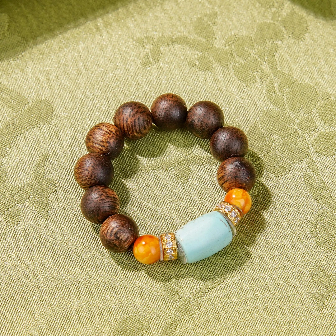 沉香沉水白奇楠0.5DIY绿松微瑕s925蜜蜡沉香戒指/CX00497