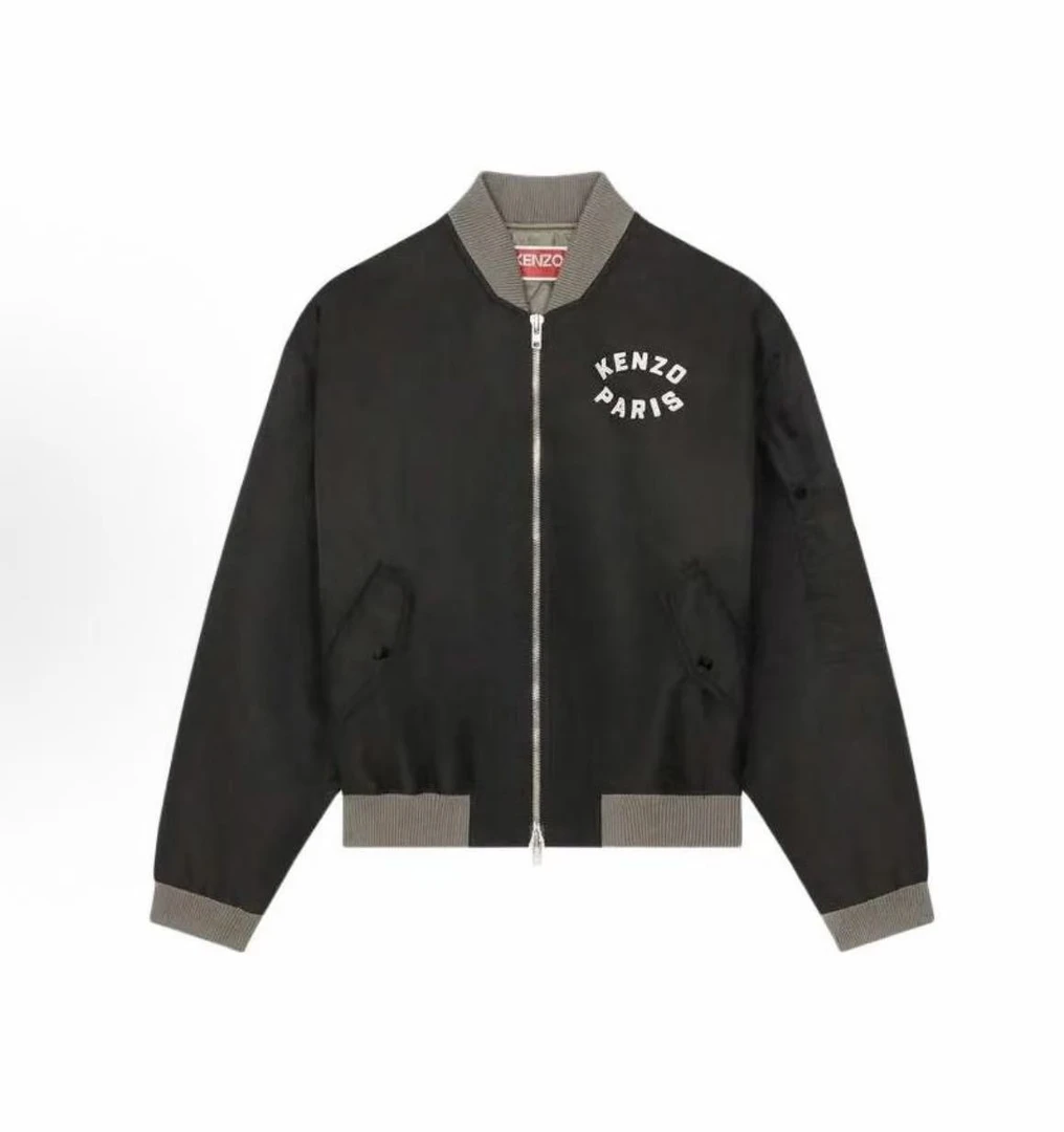 未使用 KENZO/肯佐 KENZO 虎头大标立领黑色夹克
