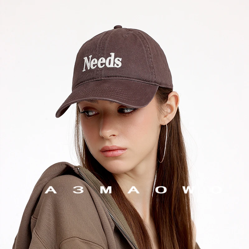 A3MAOWO【Needs字棒球帽】锁链扣立体刺绣鸭舌帽帽子百搭休闲韩版