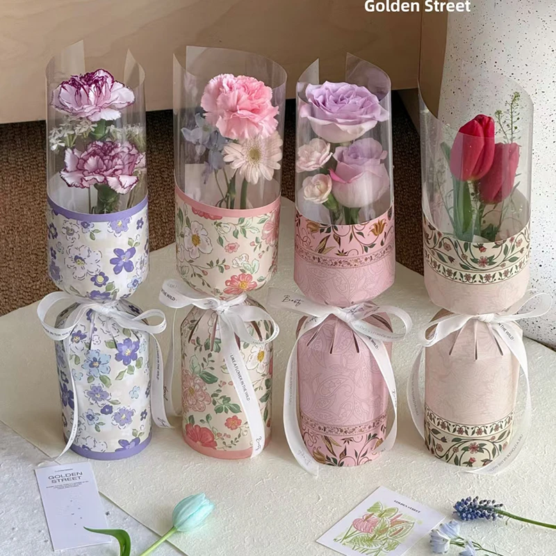 新款单支一体式定型片花束包装手工diy材料康乃馨包花神器