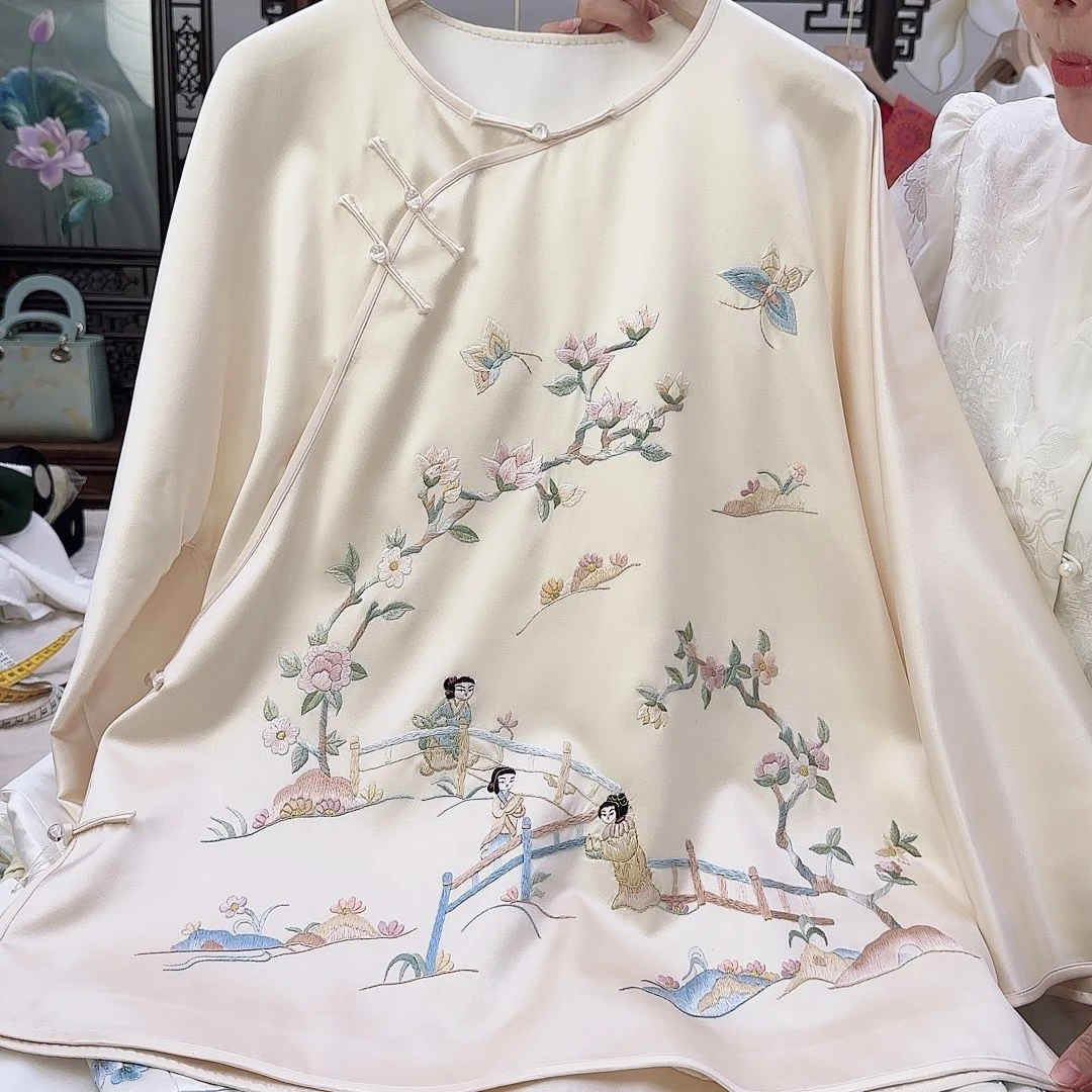 苏绣18，真丝人物绣外套胸围108