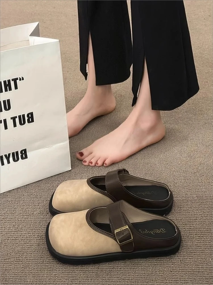 勃肯鞋拖鞋女春夏季外穿2025新款女鞋厚底包头半拖鞋法式凉拖