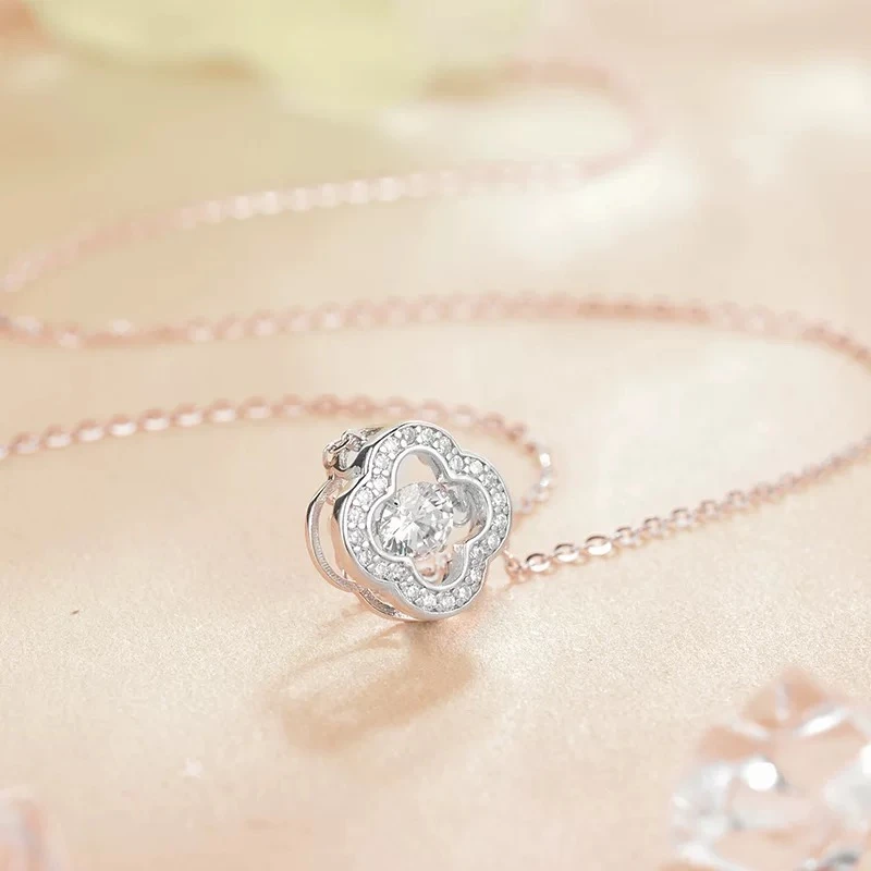 钛钢项链 灵动幸运草项链轻奢小众高级感颈链时尚简约锁骨链F1943