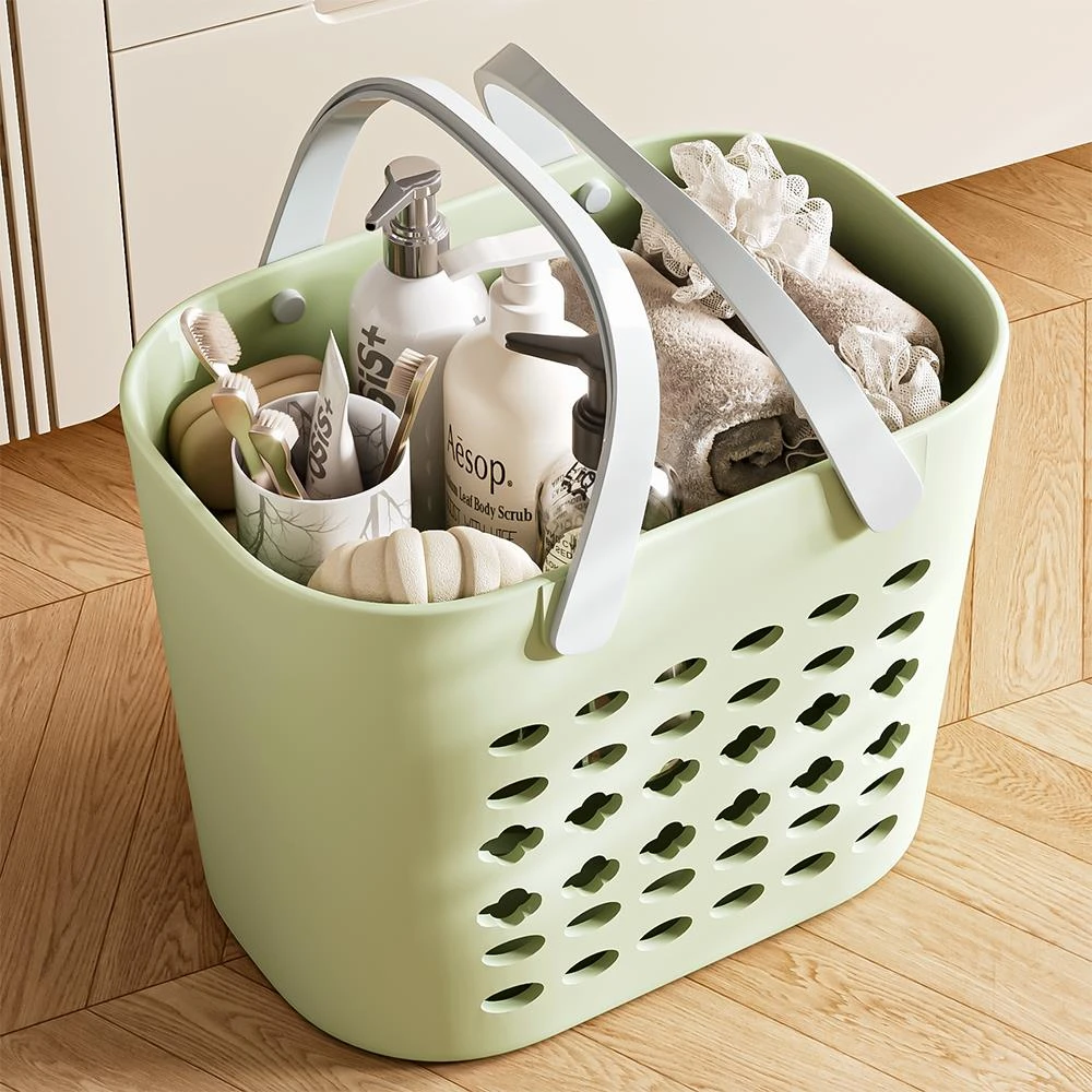 手提洗澡篮子塑料卫生间浴室洗漱用品沥水收纳筐镂空大敞口置物篮