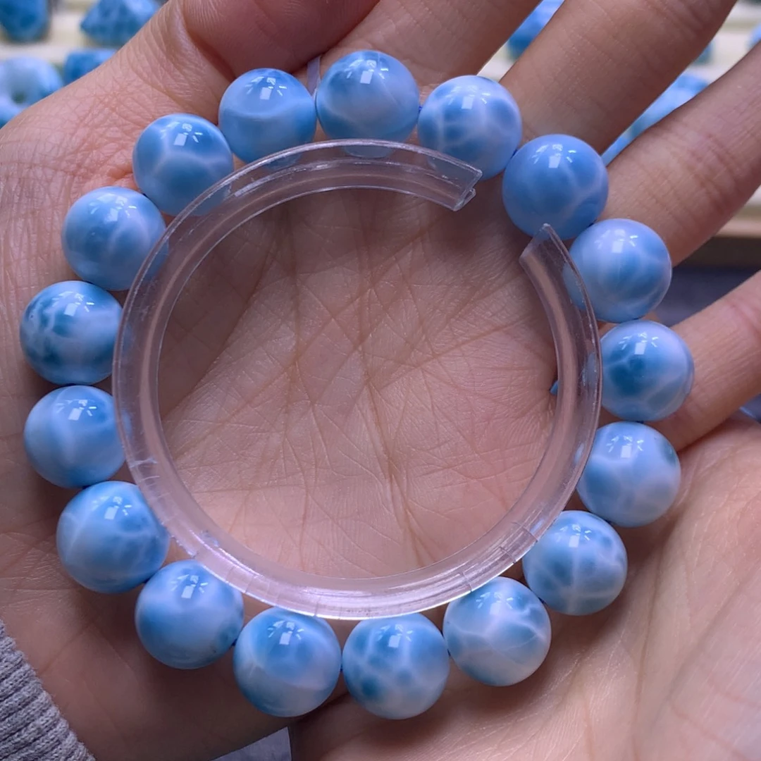 针钠钙石（海纹石）未镶嵌手链精品满纹12mm手串色差略异
