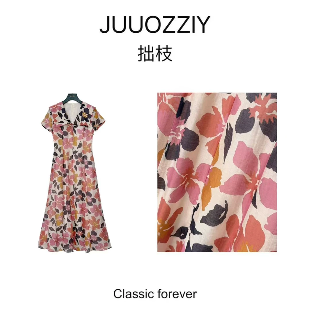 【花开半夏】 AN560 安妮老板 夏季复古碎花蝴蝶结胸针有口袋连衣裙