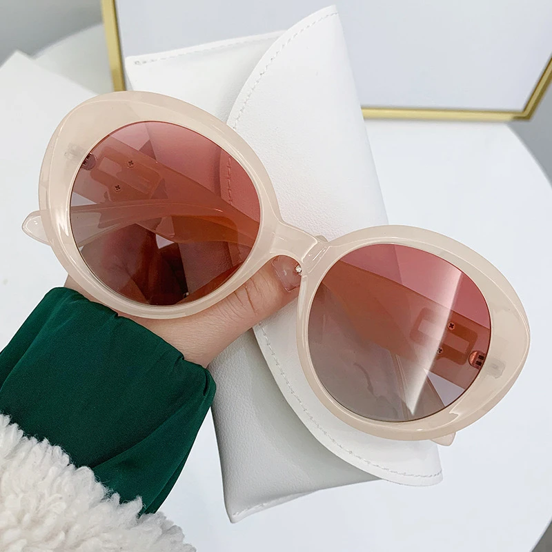 时尚复古个性炫酷圆形大框女士防晒显瘦太阳镜