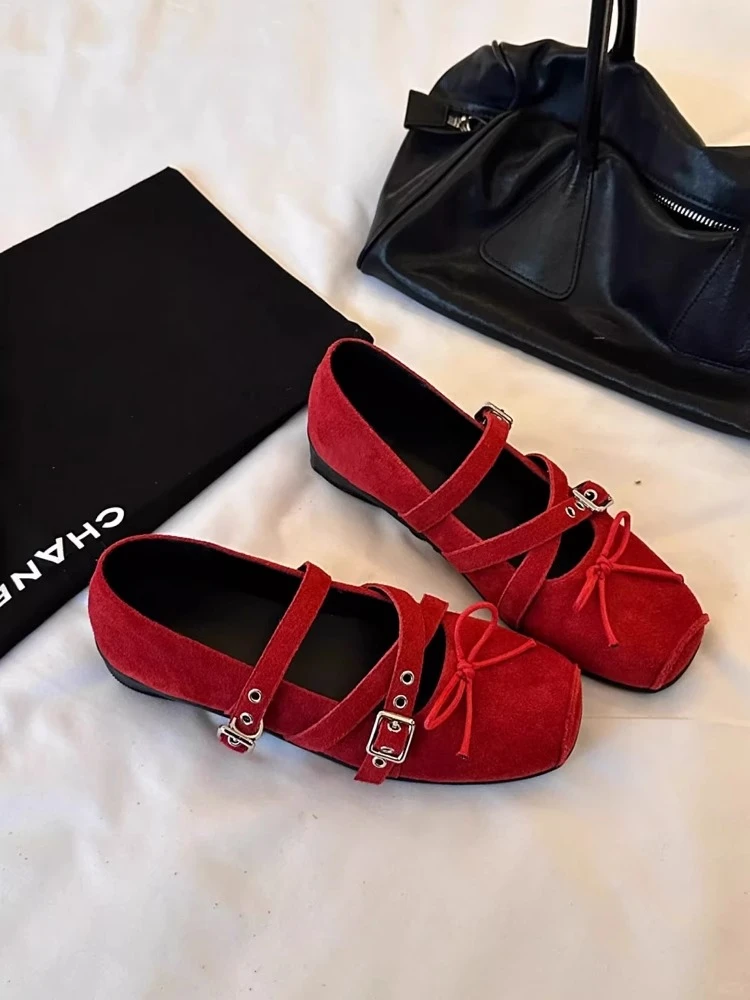 好物推荐红色方头浅口单鞋女2025春夏新款韩版芭蕾舞鞋玛丽珍瓢鞋