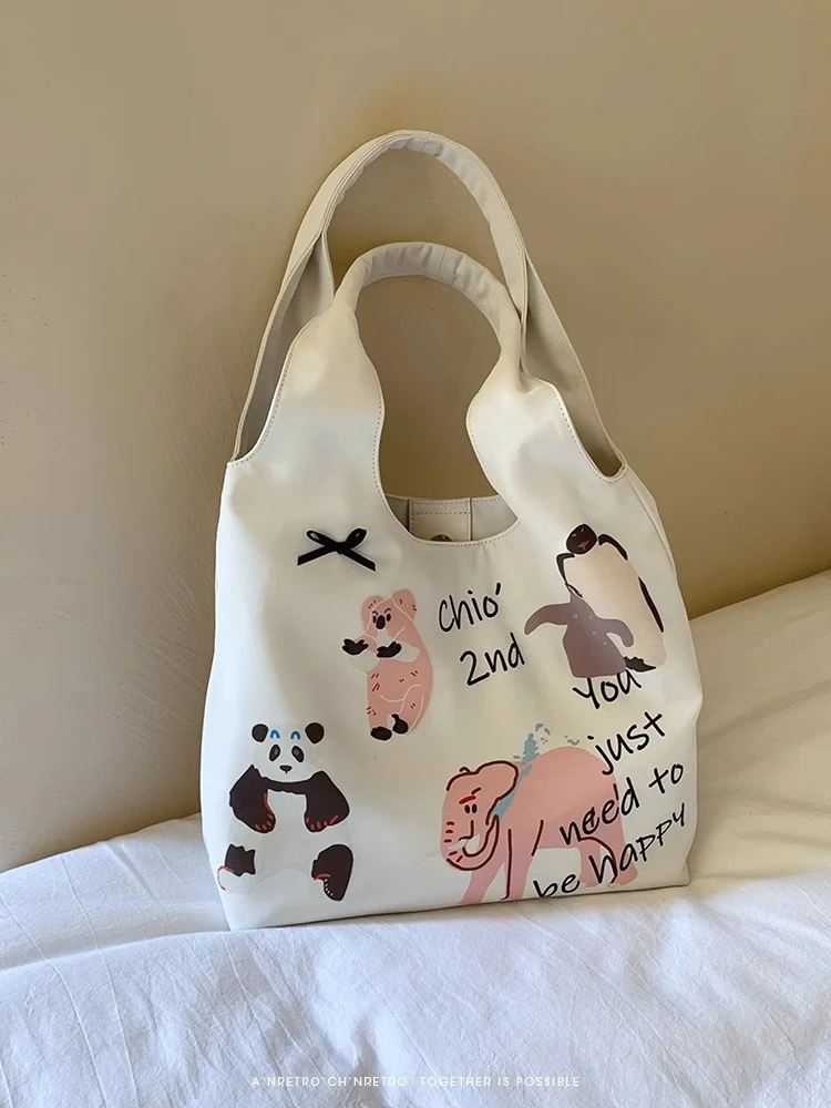 托特帆布动物园白色包包