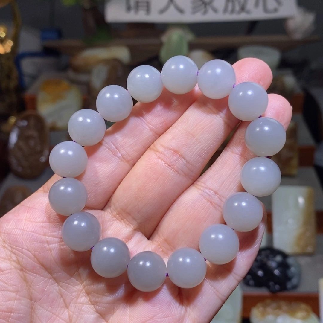 未镶嵌手串和田玉烟紫卡12