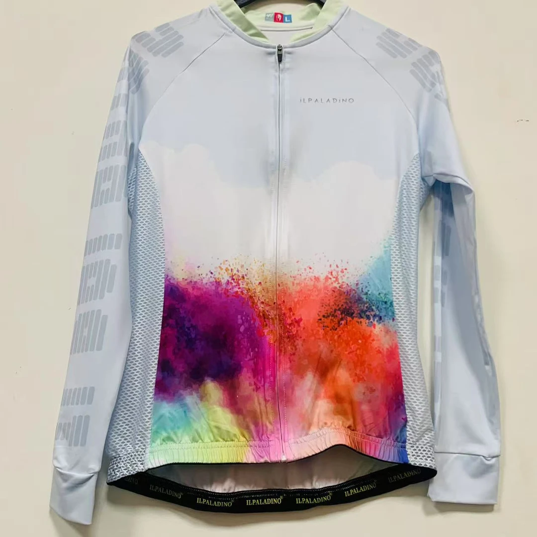 SQ 1048【彩墨牛奶丝拼接长袖女士】ILPALADINO专业版骑行服