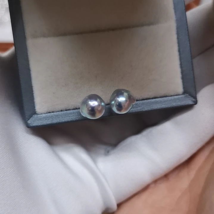 海****银S925镶嵌海水珍珠耳饰