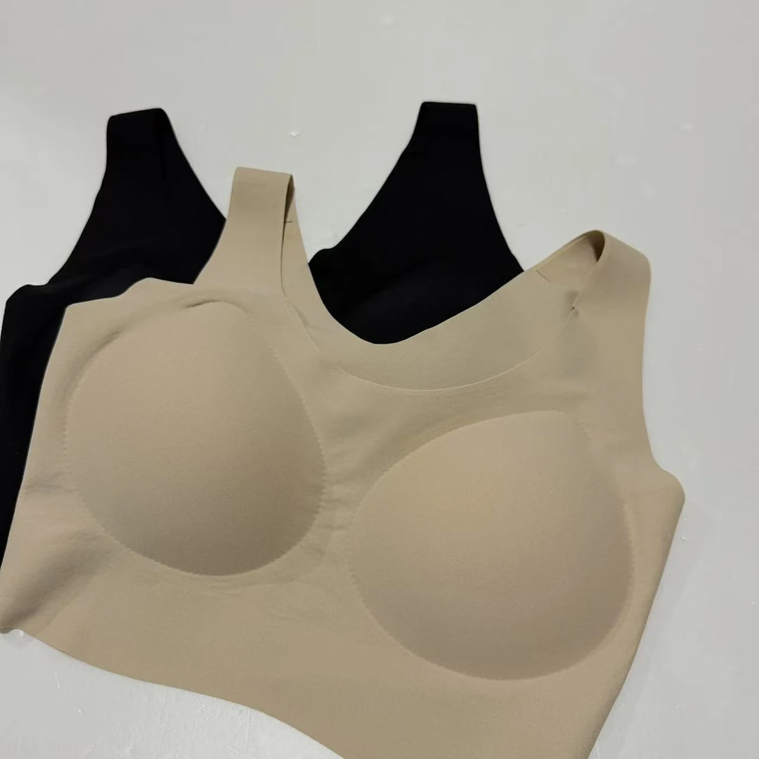 8087号1020#无痕一体内里舒适无扣纯色宽肩带背心（预）