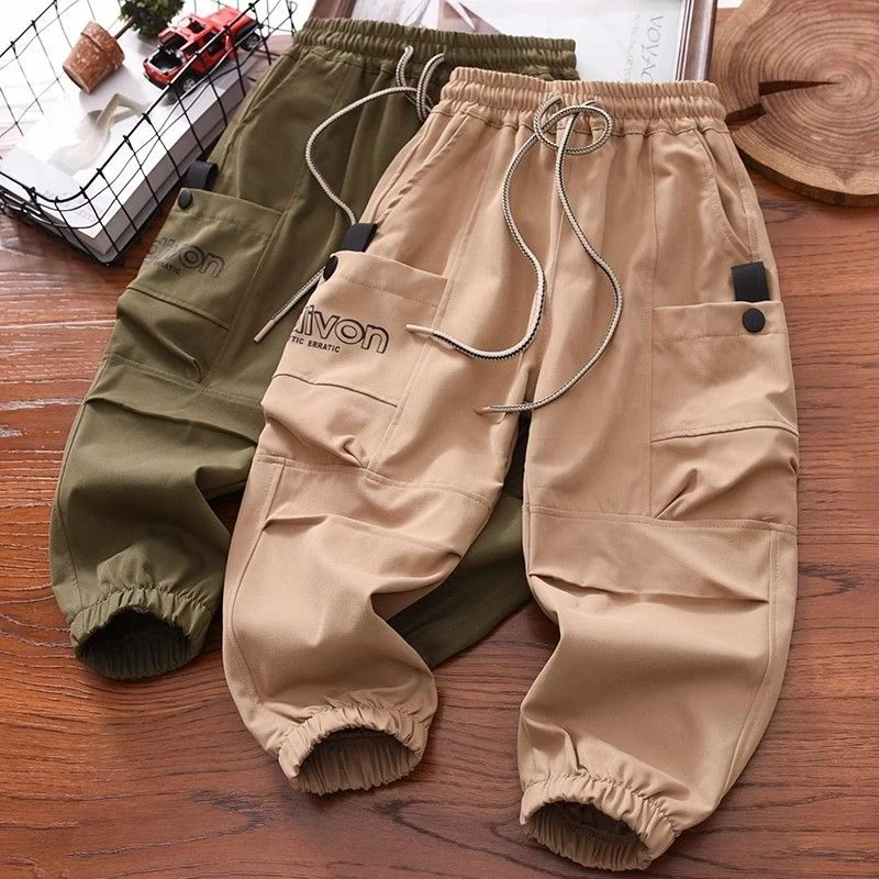 男童裤子春秋款2025新中大童男孩百搭儿童装韩版休闲束脚工装长裤