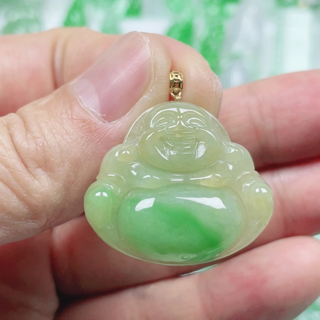 翡翠18K金镶嵌吊坠(不含链)