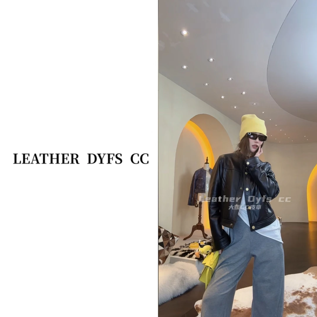 Leather Dyfs cc " 墨尔本午夜" 252539高奢绵羊皮真皮头层皮女装