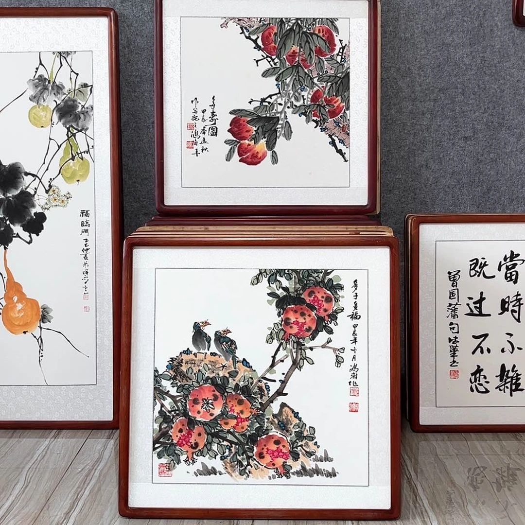 国画书画作品带框63×63