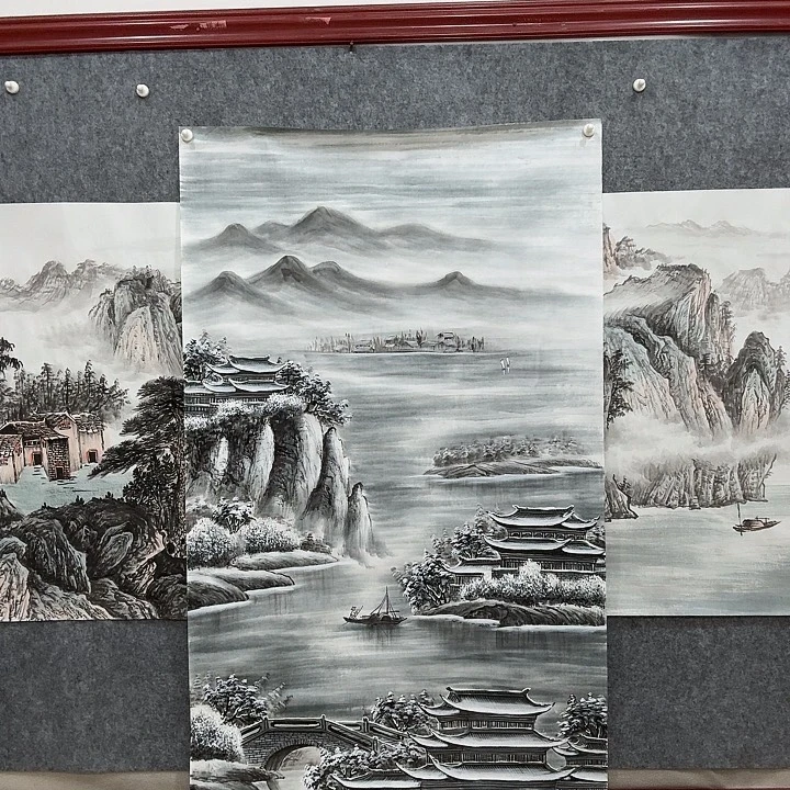 国画手绘国画瑞雪停台