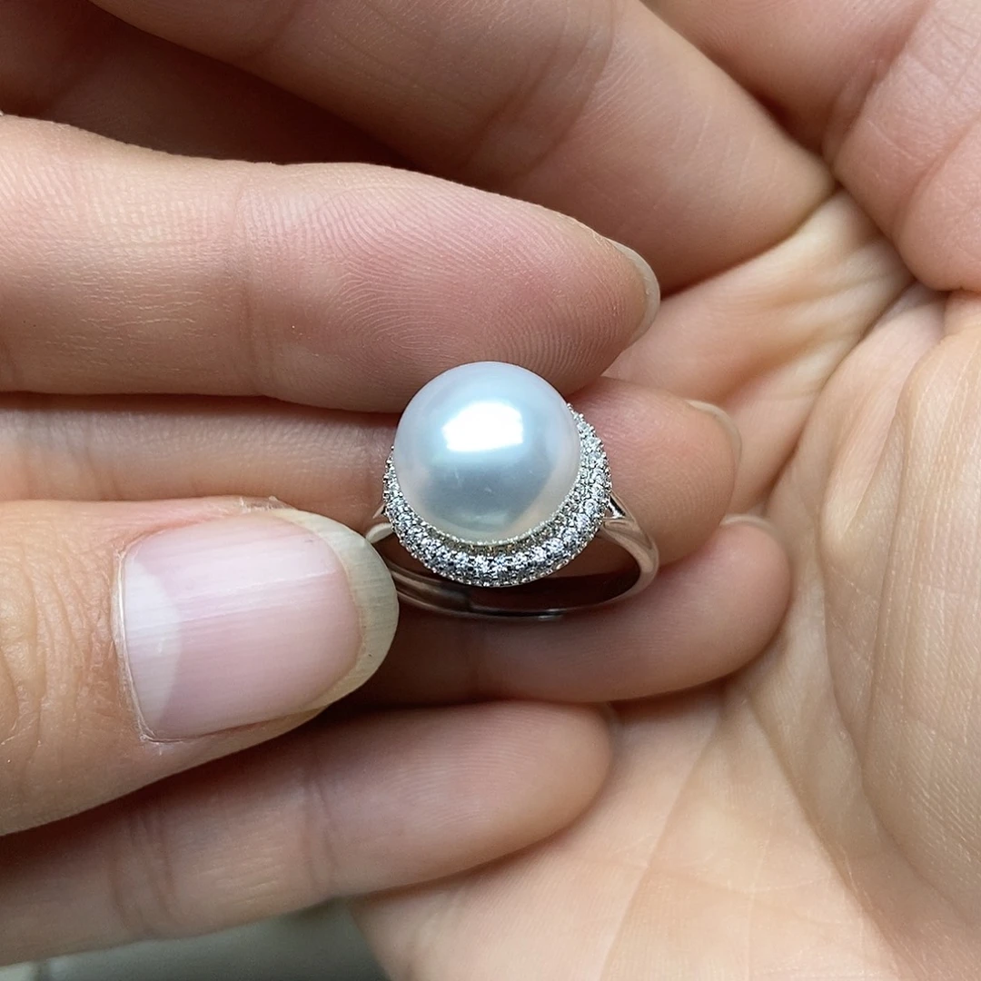 海水珍珠戒指银S925镶嵌