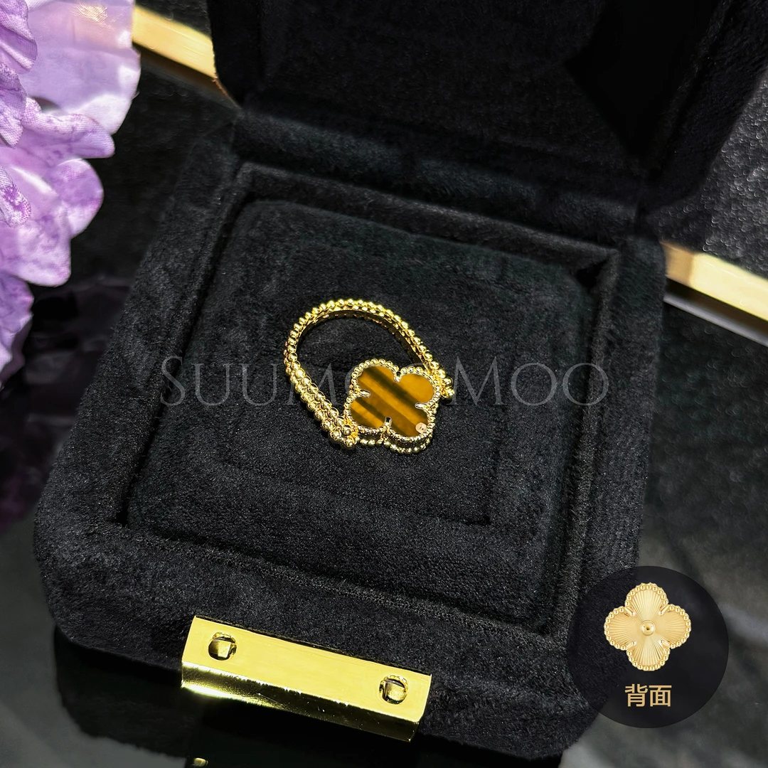 铜合金戒指 秋冬新品美拉德虎眼色间镭射车花双面戒指