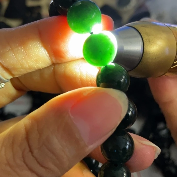 翡翠未镶嵌手链墨翠11
