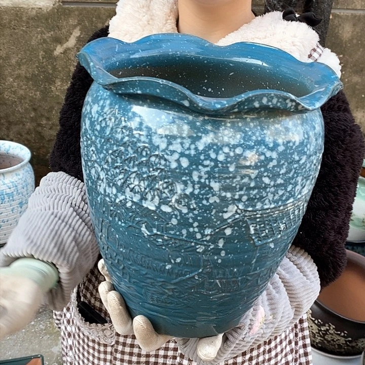 紫砂花盆瑕疵口24高27