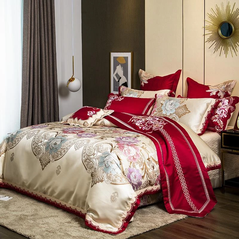 德国欧式奢华贡缎提花四件套 高端婚庆六八件套床上用品床单床盖