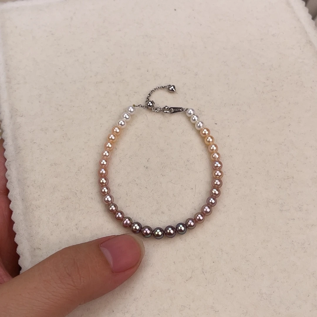 淡水珍珠银S925镶嵌手绳