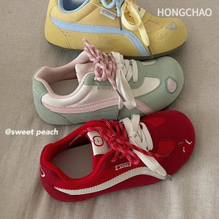 德训鞋女款复古增高红色鞋子学生 ins夏季新款女士板鞋休闲运动鞋