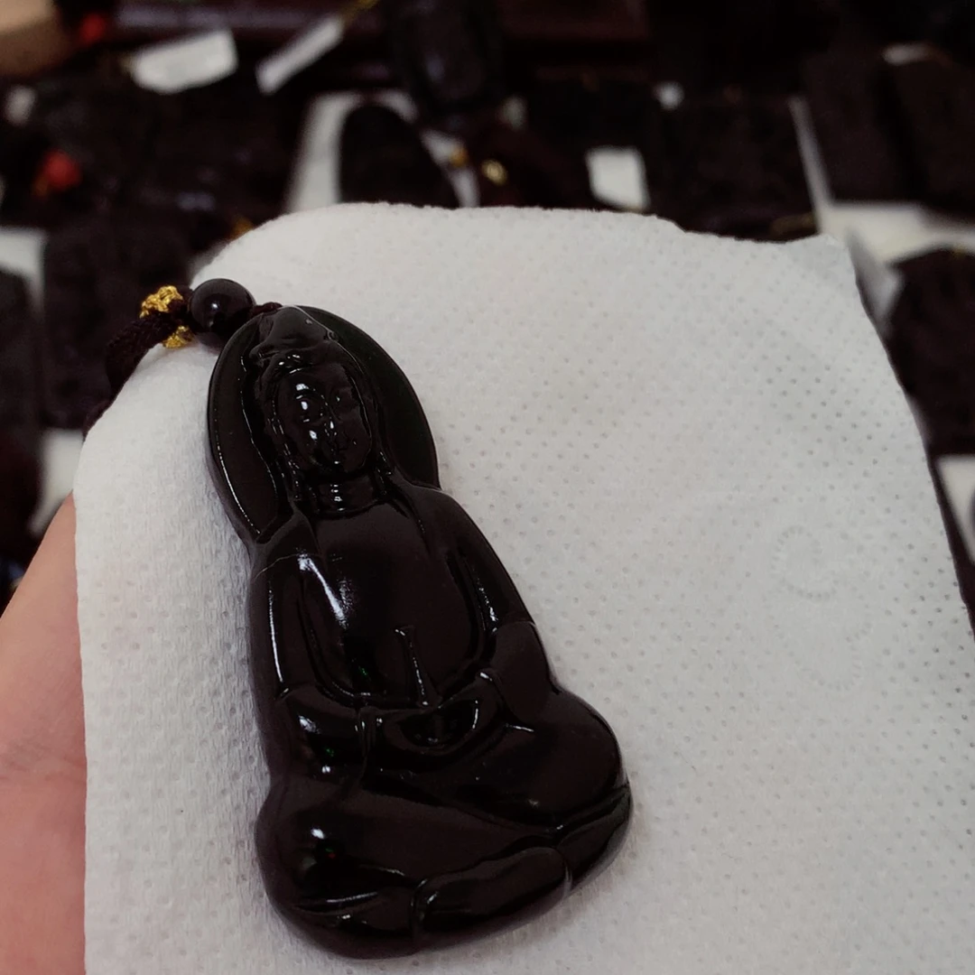 天然缅甸a货钢琴黑挂件