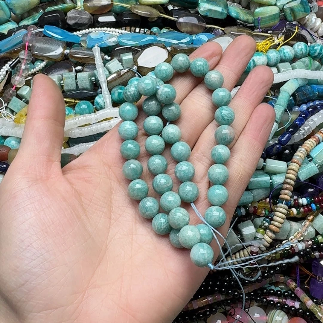 玛瑙/玉髓合金珠宝半成品一条10mm天河石