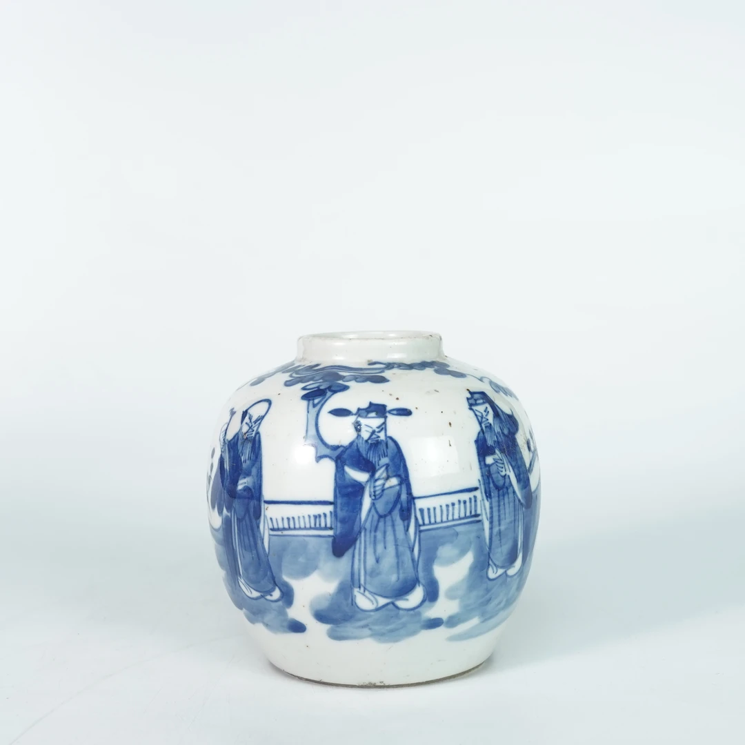 LABCJY251225008【十竹斋】清光绪福禄寿三星青花赏罐