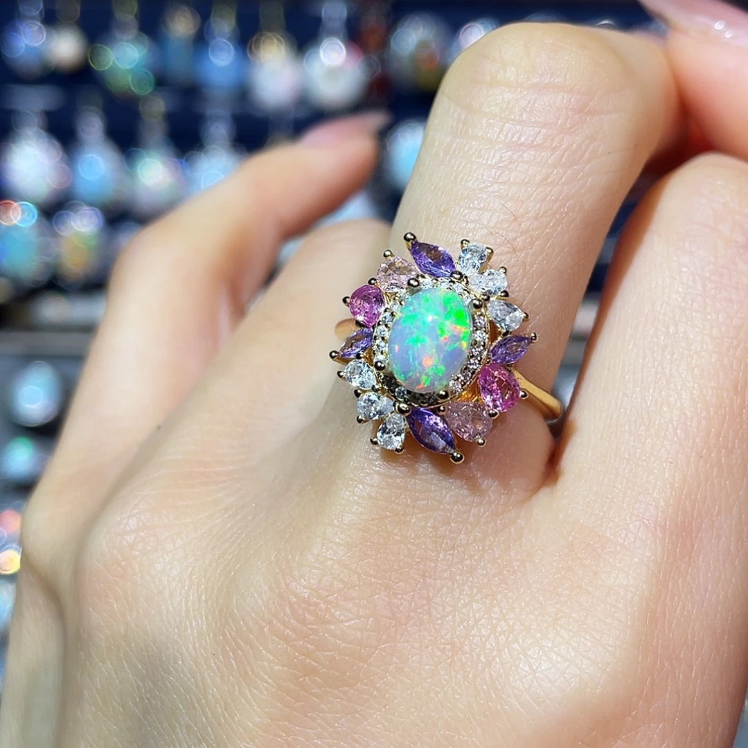 欧泊银S925镶嵌戒指