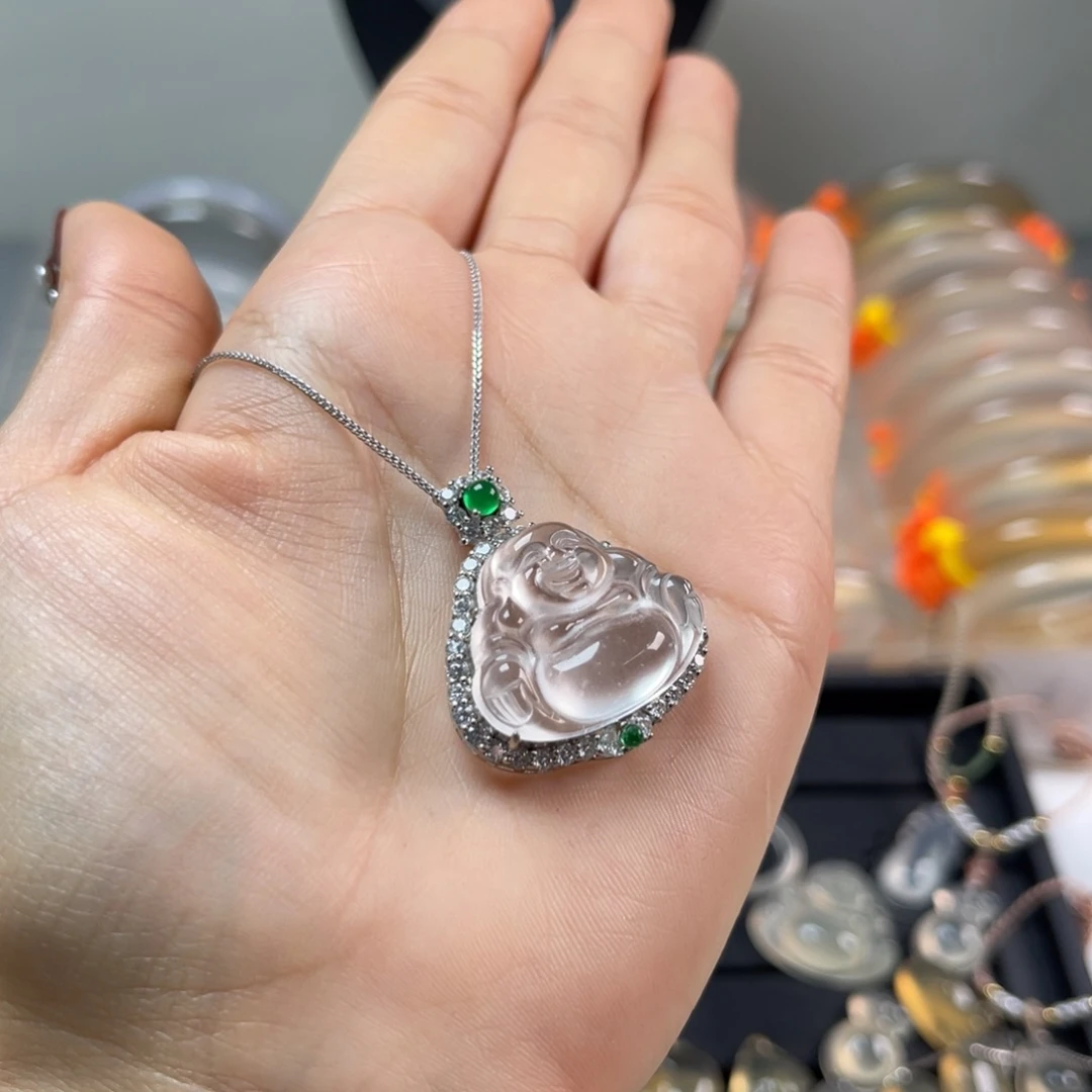 石英质玉颈饰银S925镀金镶嵌