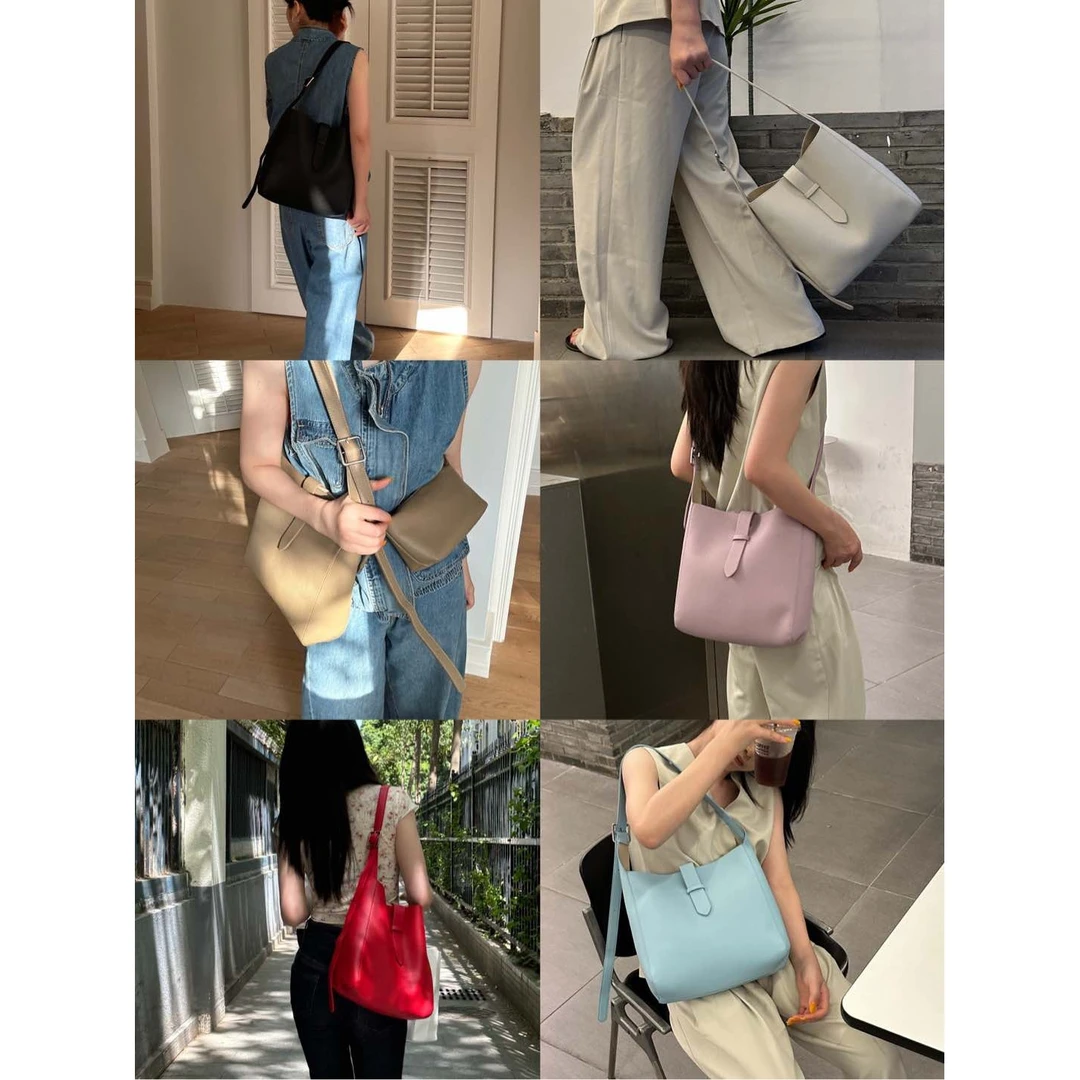 9719轻松拿捏~高级感简约百搭大容量水桶包【配子母袋】