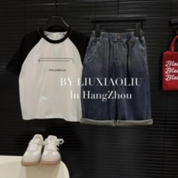 BY LIUXIAOLIU【街角旧事】韩版潮流时尚夏季儿童七分裤6523