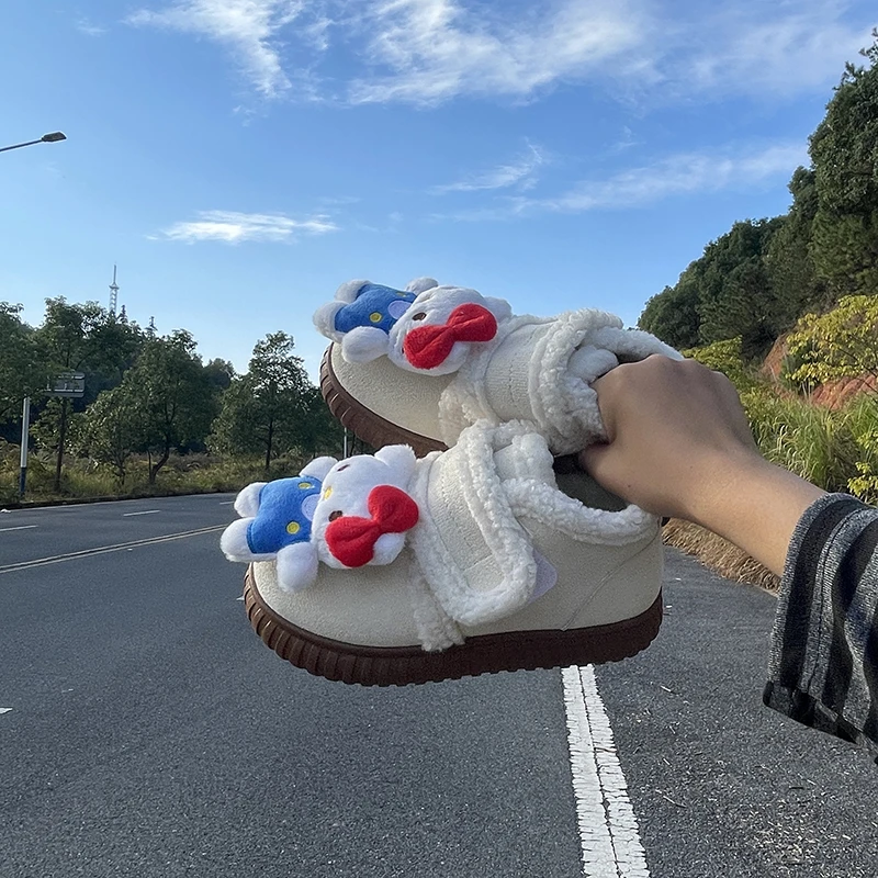 爆款国潮可爱KT猫雪地靴女冬季新款加棉加厚保暖短靴防滑短靴