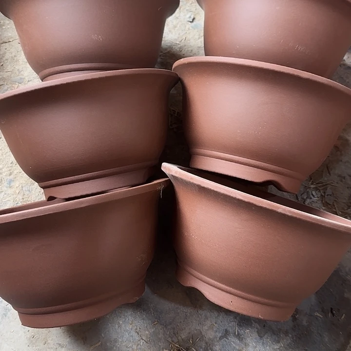 紫砂花盆大漏处理清仓一组特价