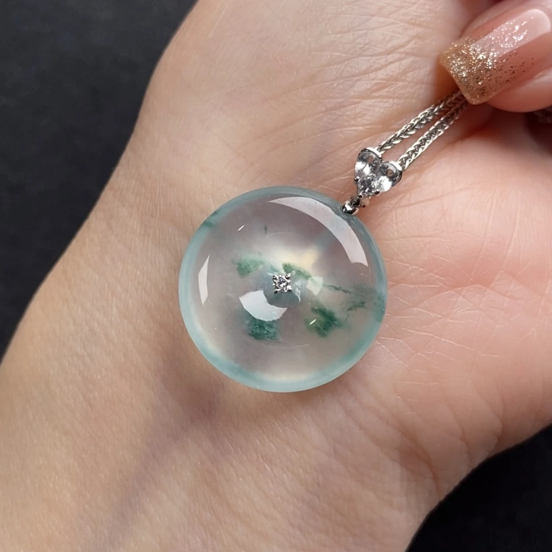 翡翠颈饰18K金镶嵌19.7-4.7