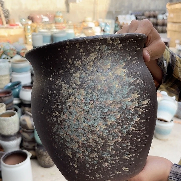 紫砂茶碗泼墨口径22高度23一个