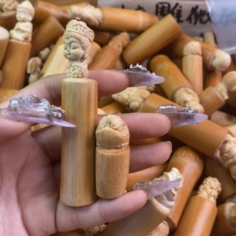 香榧木实心竹小立雕瑕疵福利