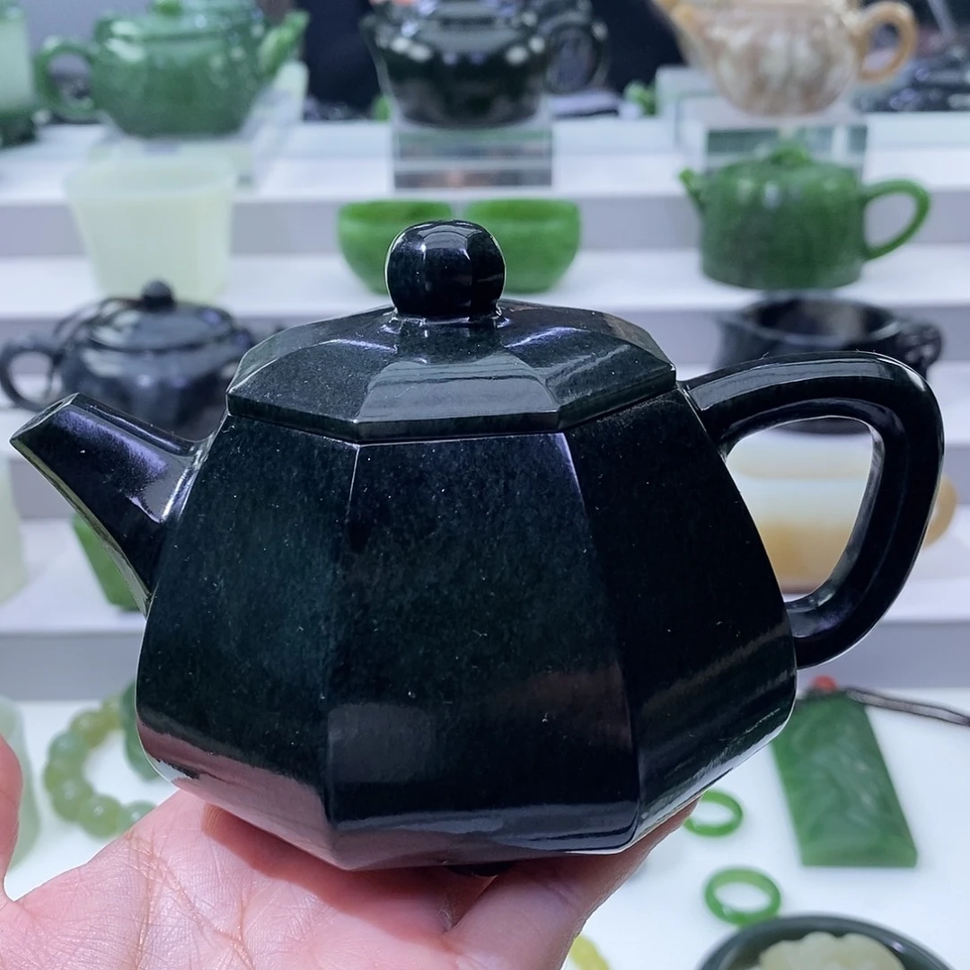 和田玉未镶嵌挂件茶壶