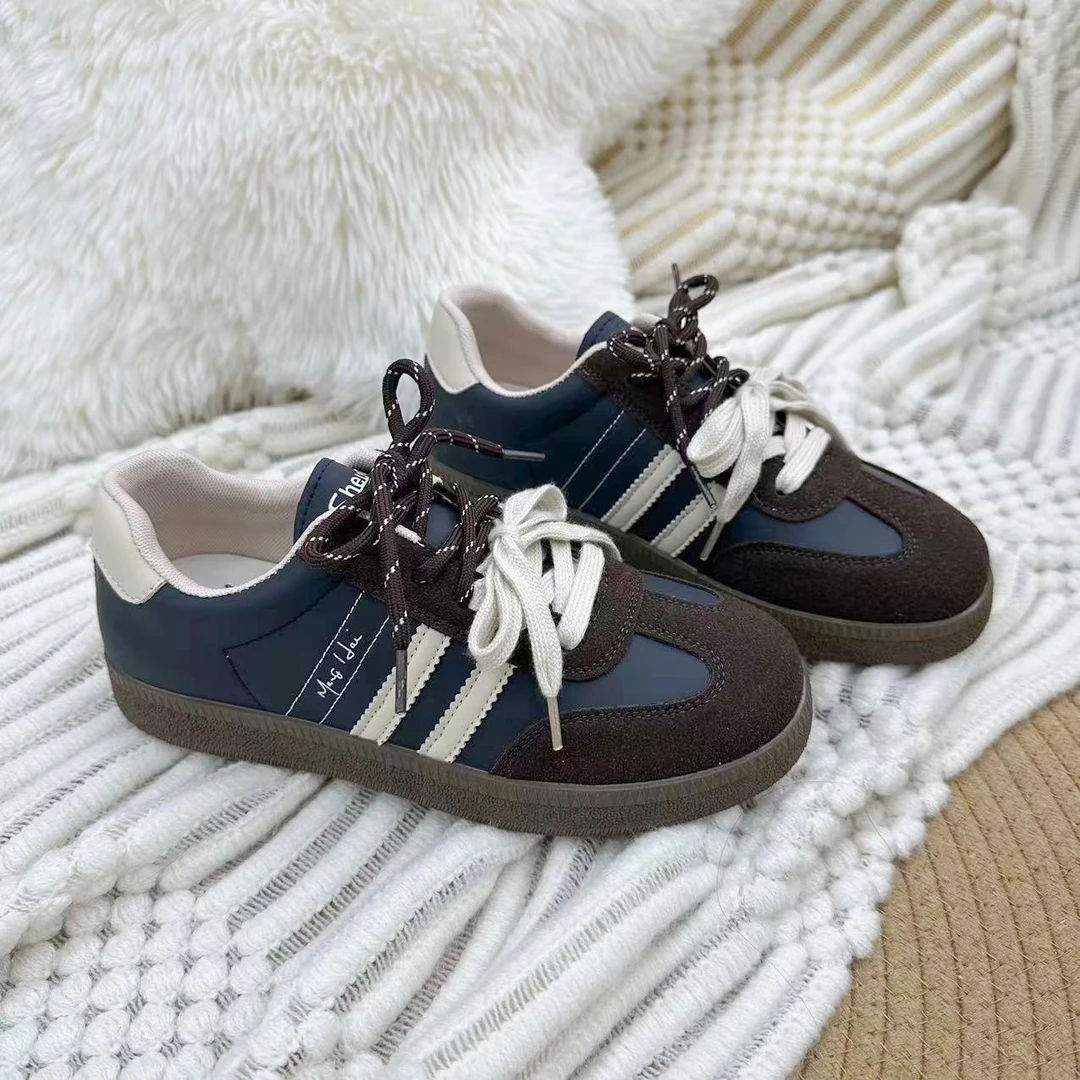 D26 巧克力 韩版德训鞋女2024新款潮流百搭时尚板鞋复古学生女鞋