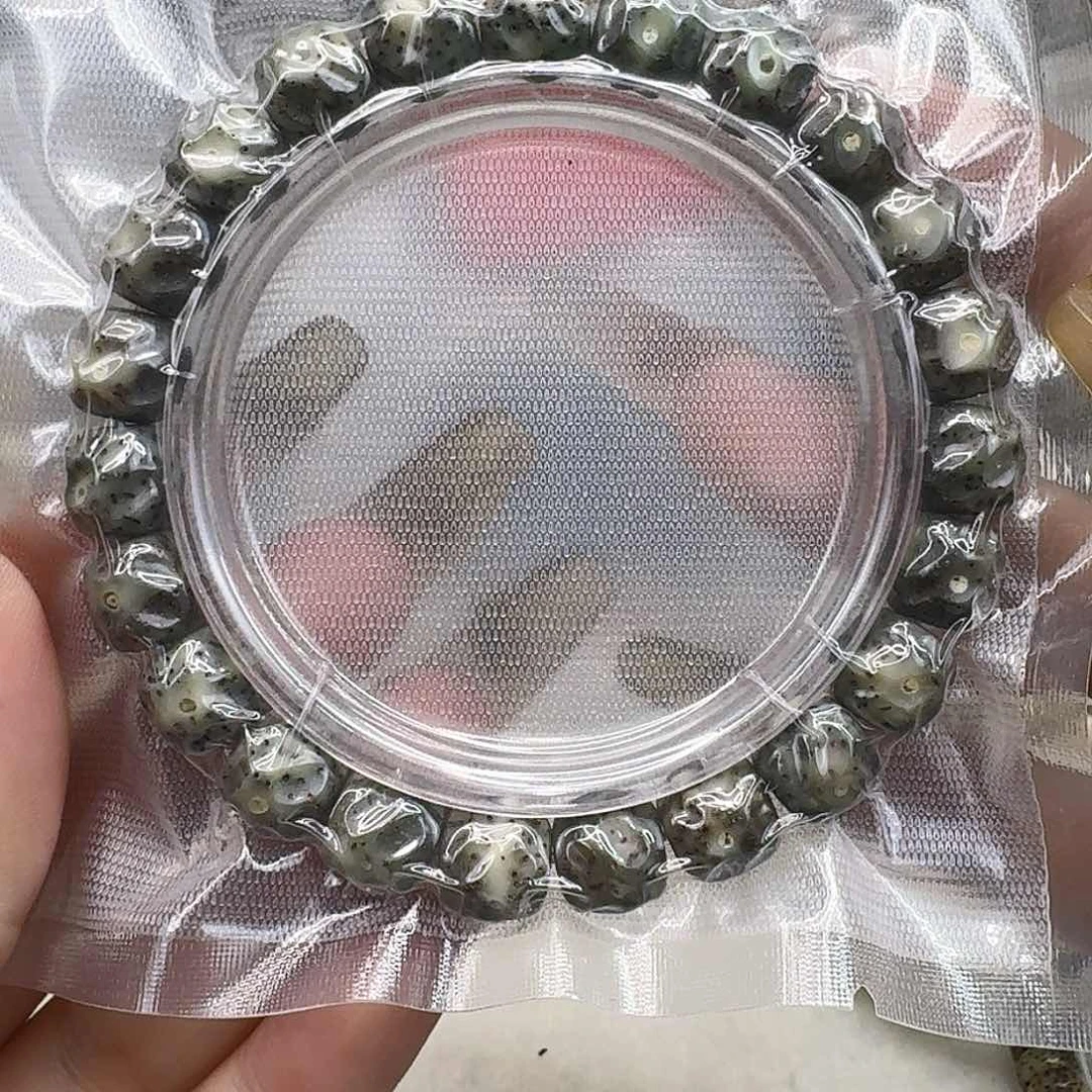 星月菩提手串66卓越糯冰石玉雕刻无相10 9