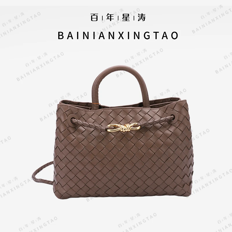 百年星涛高定蝴蝶结女士手提单肩编织女包34064-2