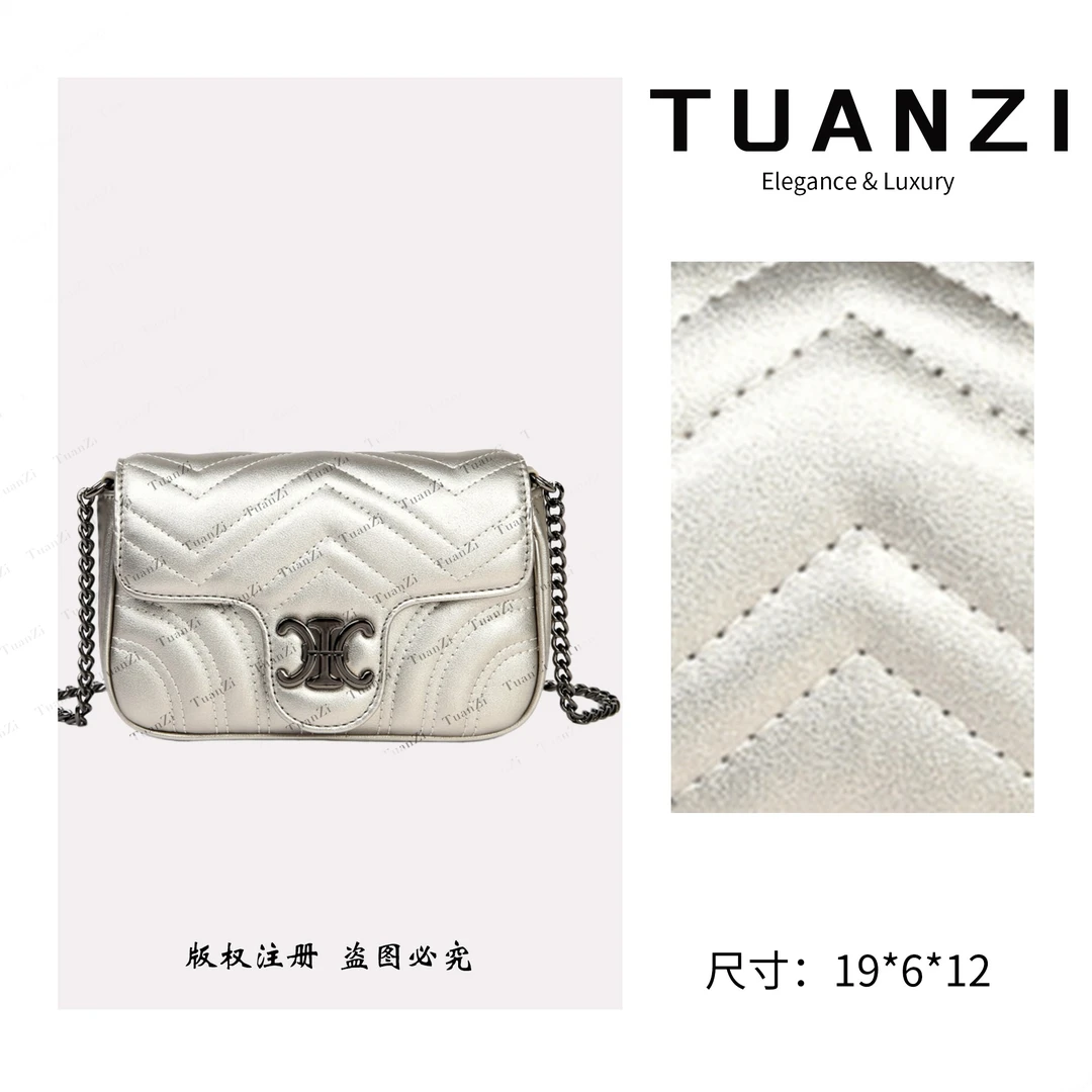 TUANZI【凯旋】赛家新款简约时尚单肩腋下女包 SKL-7589-银灰色